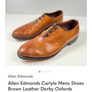 $350 Allen Edmonds Carlyle Oxford Walnut Brown Leather Dress Shoes Mens 12 D